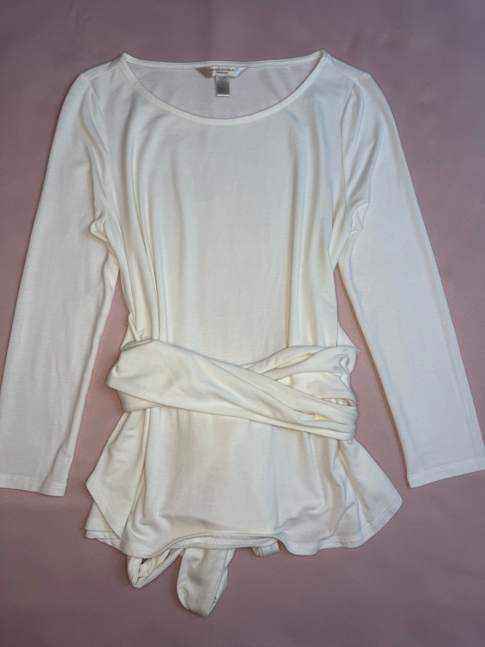 Banana Republic - White Wrap-Front Long Sleeve Top - Size S